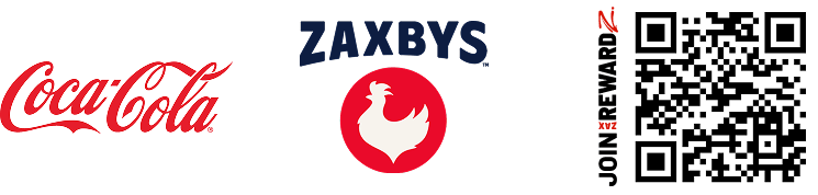 Coca-Cola logo, Zaxby logo, and the QR Code